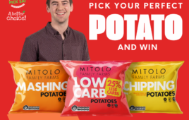 Callum Hann with bags of Mitolo family farms potato
