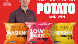 Callum Hann with bags of Mitolo family farms potato